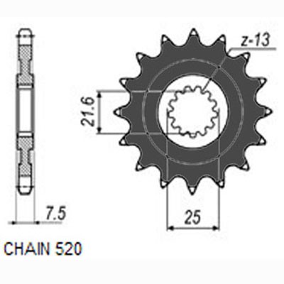 SUNSTAR 3A5-16 Chain Pinion Number of Teeth: 16