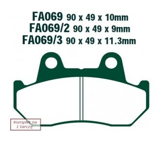 EBC Brakes Height: 49mm, Thickness: 11.3mm Brake pads FA069/3 buy