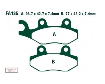 EBC Brakes Height 1: 42.7mm, Height 2: 42.2mm, Thickness 1: 7.4mm, Thickness 2: 7.4mm Brake pads FA135TT buy