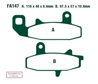 EBC Brakes Height 1: 48mm, Height 2: 57mm, Thickness 1: 8.6mm, Thickness 2: 10.8mm Brake pads FA147 buy