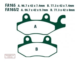 EBC Brakes Height 1: 42mm, Height 2: 42mm, Thickness 1: 9.7mm, Thickness 2: 8mm Brake pads FA165/2TT buy