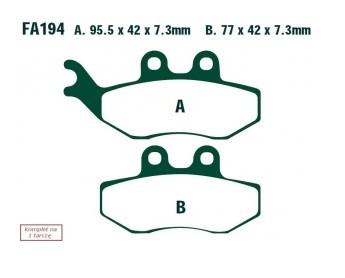 EBC Brakes Height 1: 42mm, Height 2: 42mm, Thickness 1: 7,3mm, Thickness 2: 7,3mm Brake pads FA194 buy