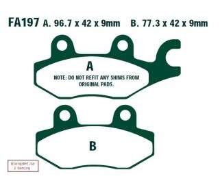 EBC Brakes Height: 42mm, Thickness: 9mm Brake pads FA197 buy