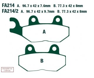 EBC Brakes Height 1: 42mm, Height 2: 42mm, Thickness 1: 9.7mm, Thickness 2: 8mm Brake pads FA214/2 buy