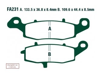 EBC Brakes Height 1: 36,8mm, Height 2: 44,4mm, Thickness 1: 8,4mm, Thickness 2: 8,5mm Brake pads FA231 buy