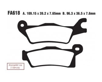 EBC Brakes Height 1: 36.5mm, Height 2: 39,2mm, Thickness: 7,6mm Brake pads FA618R buy