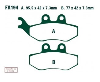 EBC Brakes Height 1: 42mm, Height 2: 42mm, Thickness 1: 7.3mm, Thickness 2: 7.3mm Brake pads SFA194 buy