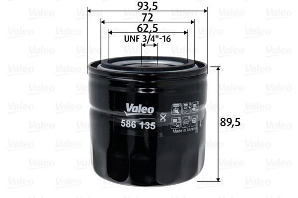 VALEO 586135 Oil filter Spin-on Filter