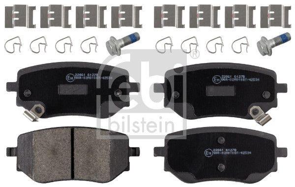 FEBI BILSTEIN 16981 Brake pad set Rear Axle, with acoustic wear warning, with anti-squeak plate, with brake caliper screws, with fastening material