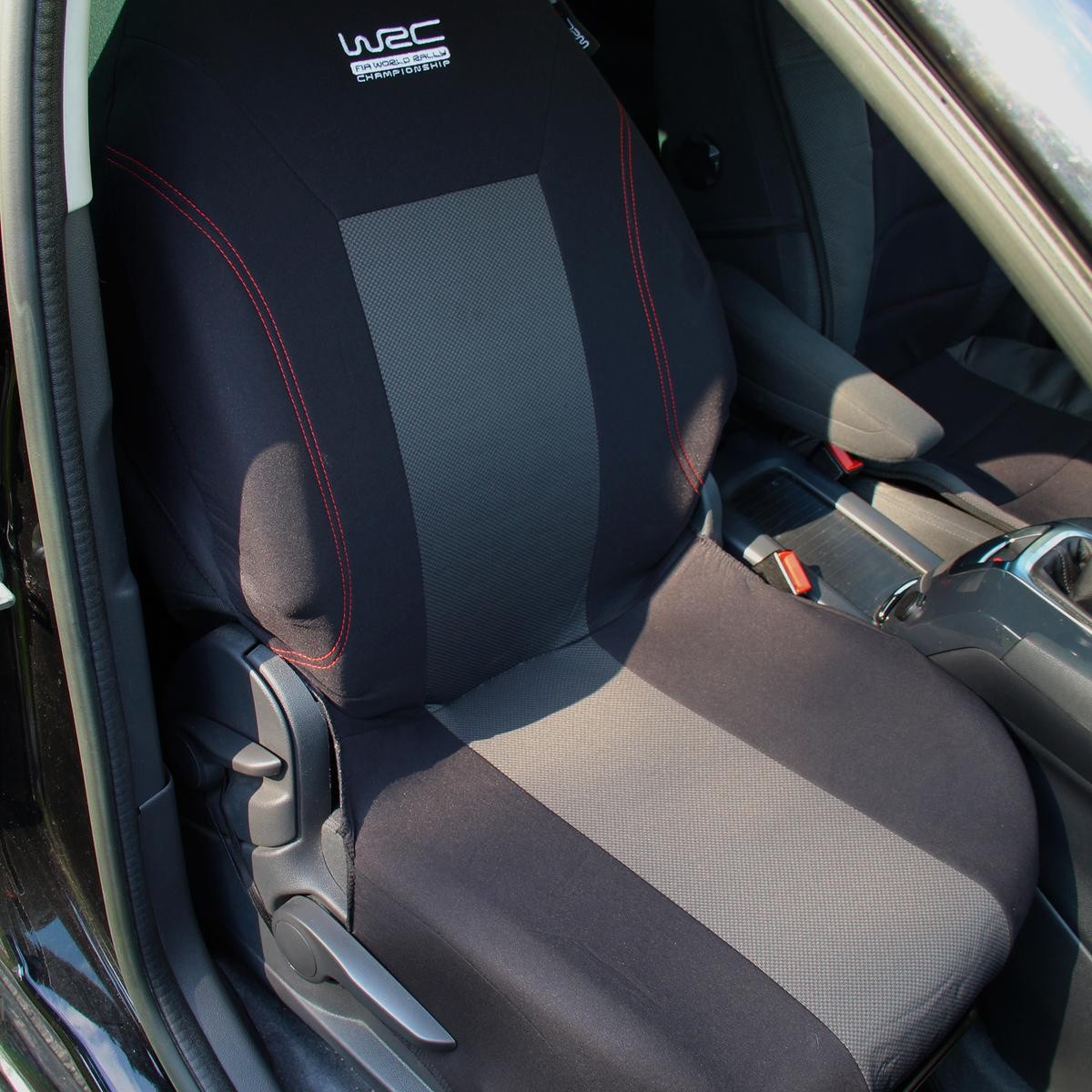 007590 WRC Sitzschonbezug schwarz, Mit Motiv, Polyester, vorne und hinten  007590 ❱❱❱ Preis und Erfahrungen