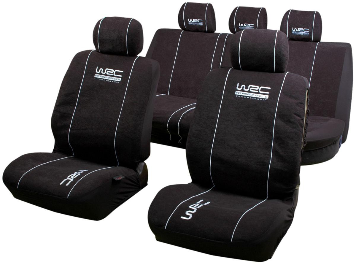 007590 WRC Sitzschonbezug schwarz, Mit Motiv, Polyester, vorne und hinten ▷  AUTODOC Preis und Erfahrung