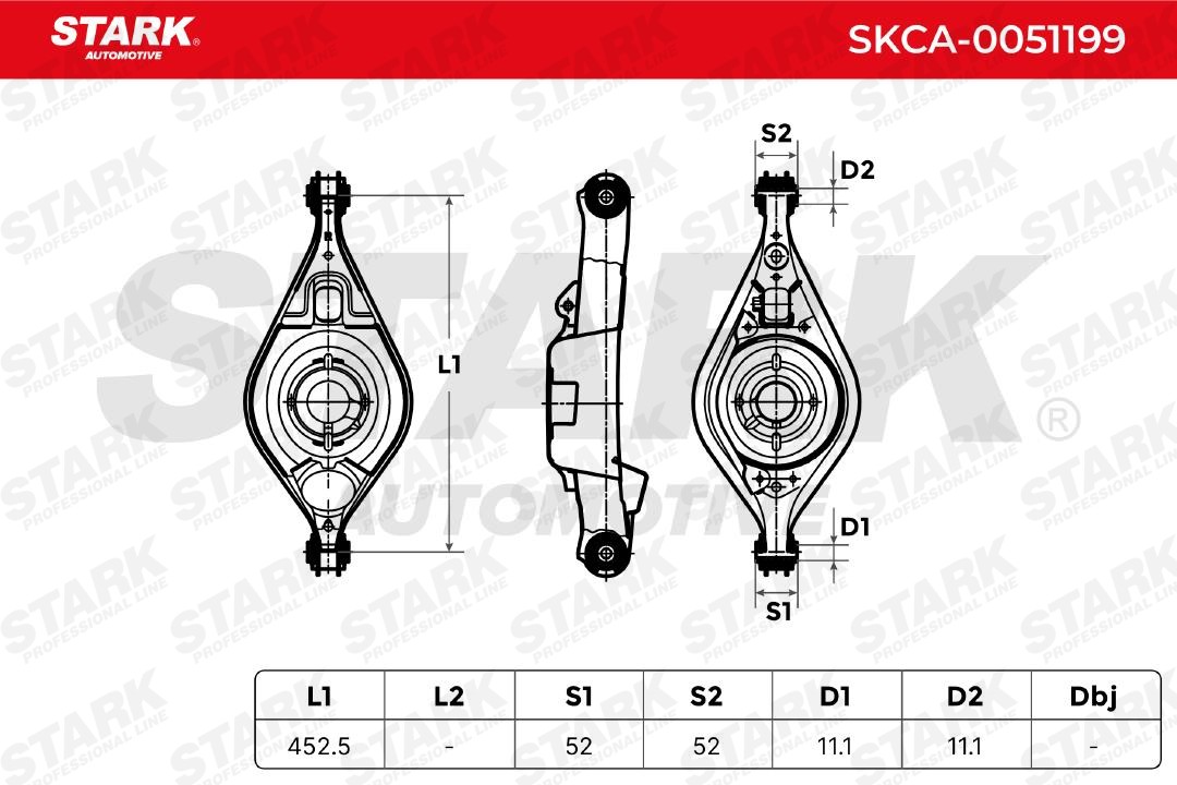 SKCA-0051199 Suspension wishbone arm SKCA-0051199 STARK with rubber mount, Control Arm