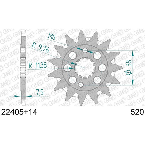 AFAM 22405+14 Chain Pinion Number of Teeth: 14