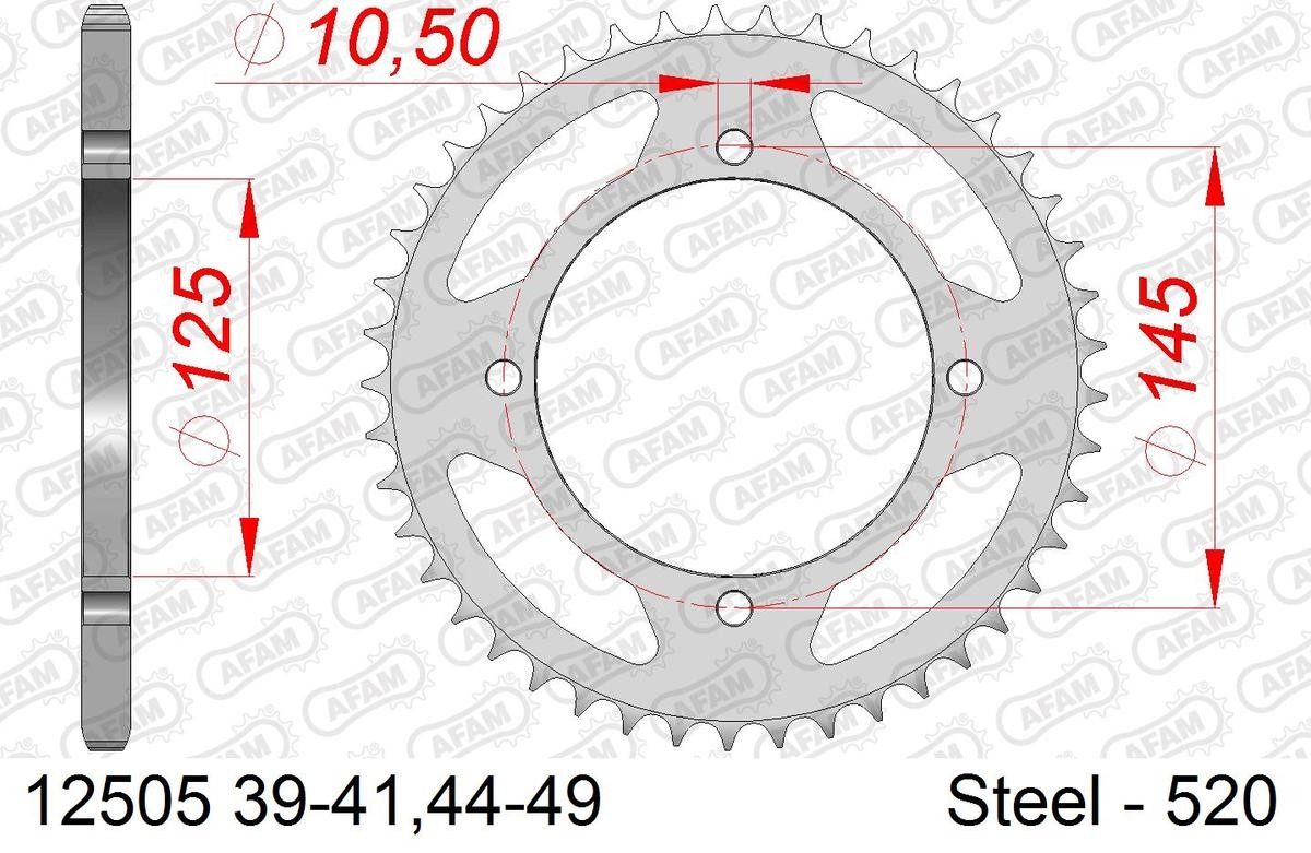 AFAM 12505-45 Number of Teeth: 45 Chain Sprocket 12505-45 cheap