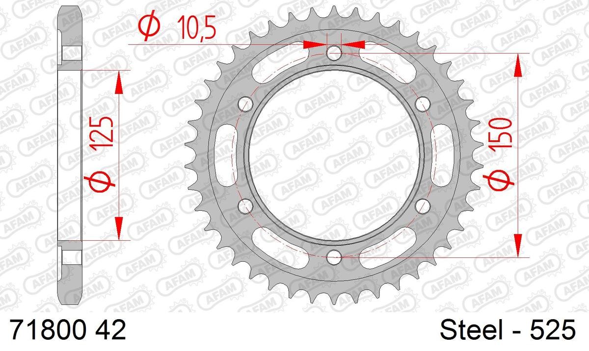 AFAM 71800-42 Number of Teeth: 42 Chain Sprocket 71800-42 cheap