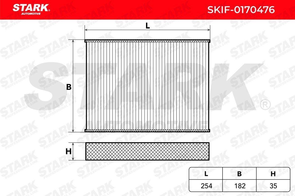 SKIF-0170476 Air con filter SKIF-0170476 STARK Activated Carbon Filter, 254 mm x 182 mm x 35 mm