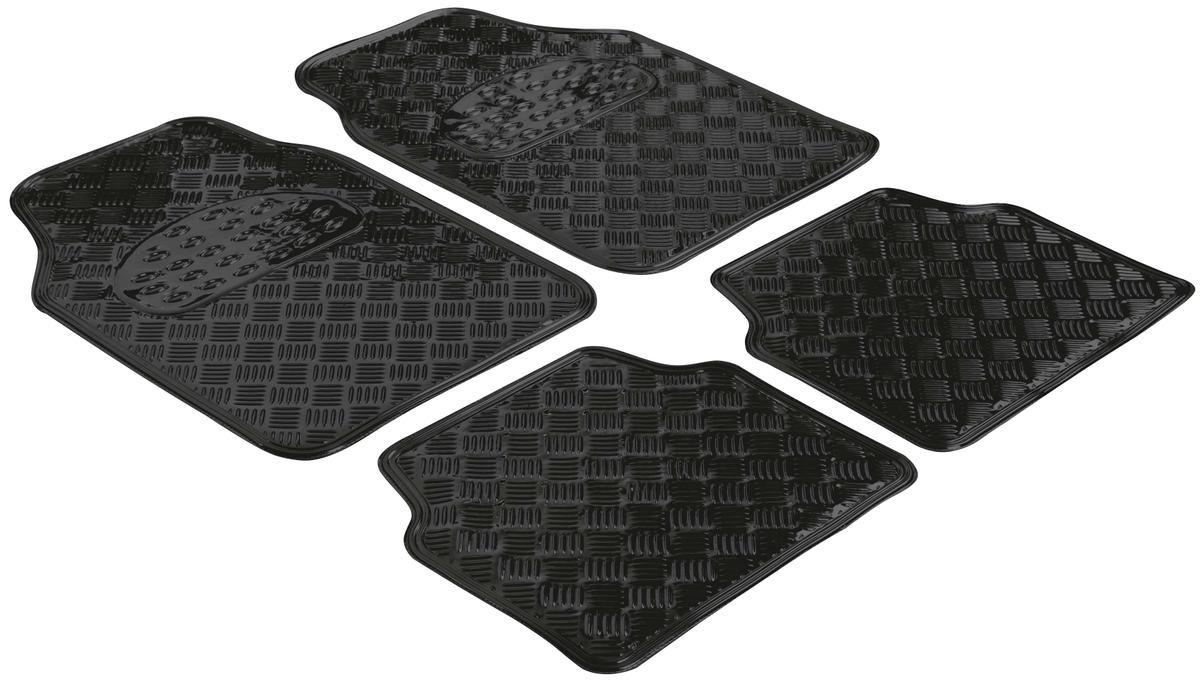 WALSER Metallic 28035 Floor mats Rubber, Front and Rear, Quantity: 4, black, Universal fit, 70.5 x 49, 42.5 x 48