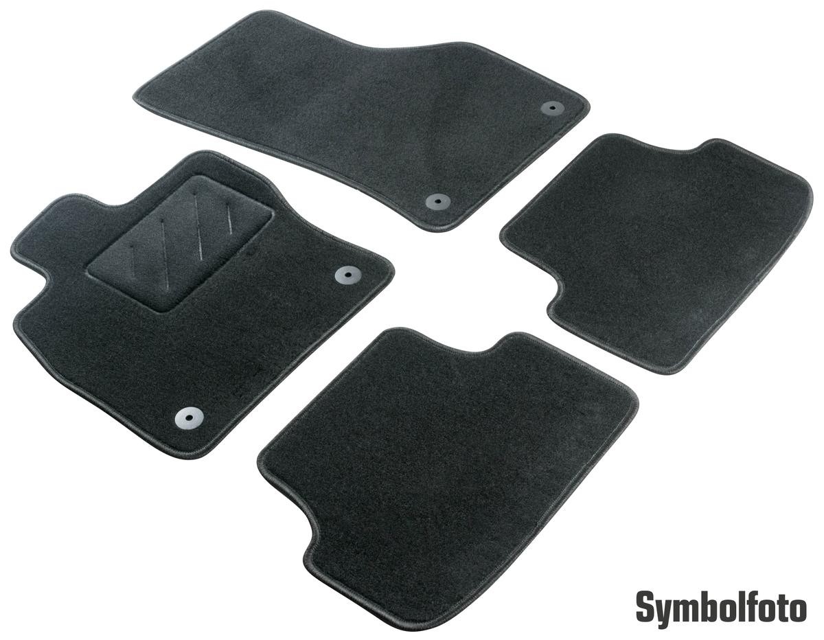 WALSER 80016 Floor mats Textile, Front and Rear, Quantity: 4, black, Tailored