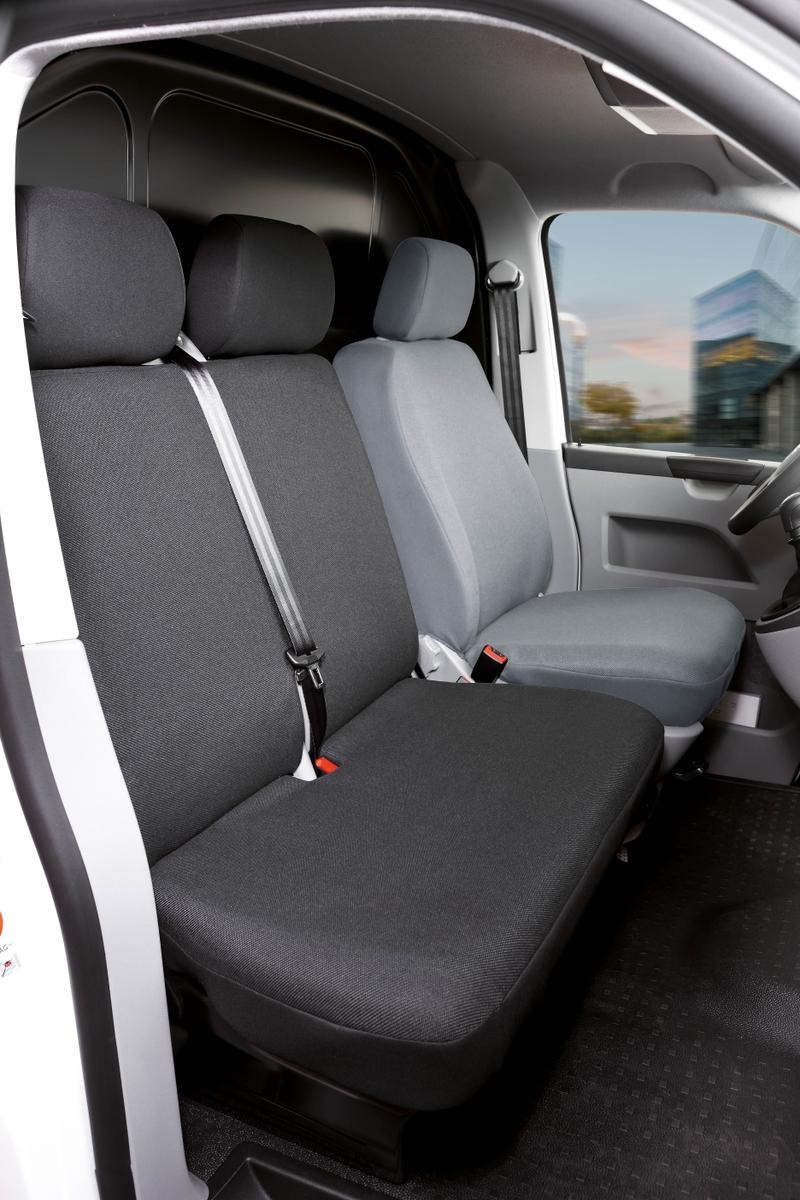 WALSER 10454 Auto seat covers VW Transporter 5 Bus (7HB, 7HJ, 7EB, 7EJ, 7EF, 7EG, 7HF, 7EC) grey, Polyester, Front