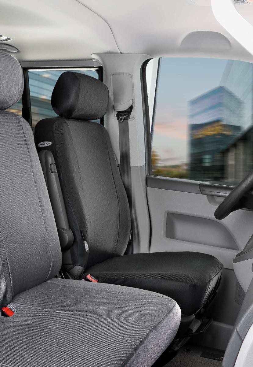 WALSER 10455 Auto seat covers VW Transporter 5 Bus (7HB, 7HJ, 7EB, 7EJ, 7EF, 7EG, 7HF, 7EC) grey, Polyester, Front