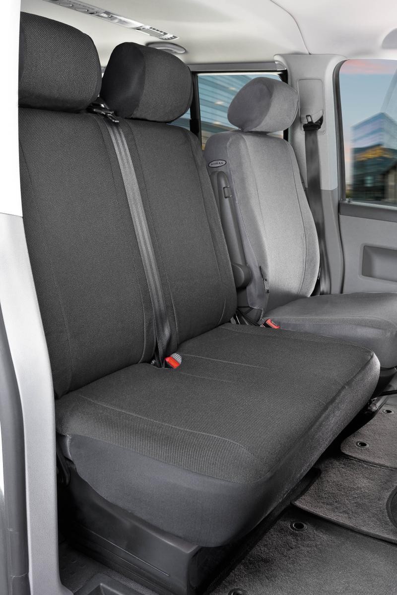 WALSER 10456 Auto seat covers VW Transporter 5 Bus (7HB, 7HJ, 7EB, 7EJ, 7EF, 7EG, 7HF, 7EC) grey, Polyester, Rear