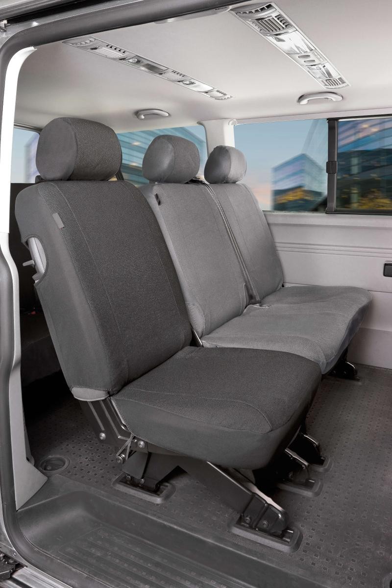 WALSER 10458 Auto seat covers VW Transporter 5 Bus (7HB, 7HJ, 7EB, 7EJ, 7EF, 7EG, 7HF, 7EC) grey, Polyester, Rear