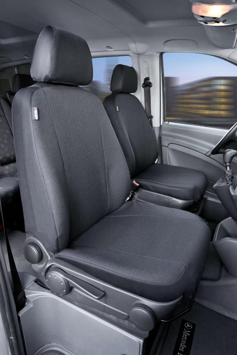 WALSER 10509 Auto seat covers MERCEDES-BENZ VIANO (W639) grey, Polyester, Front