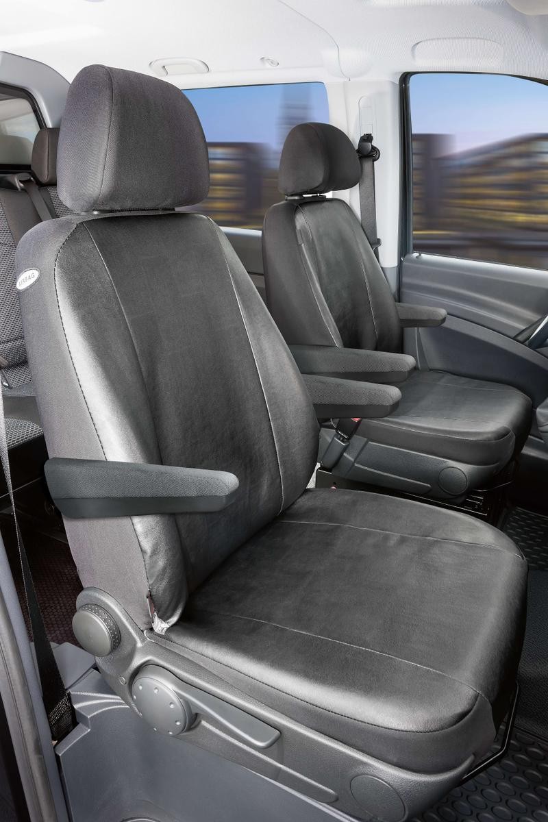 WALSER 11506 Auto seat covers MERCEDES-BENZ VITO Bus (W639) black, Leatherette, Front