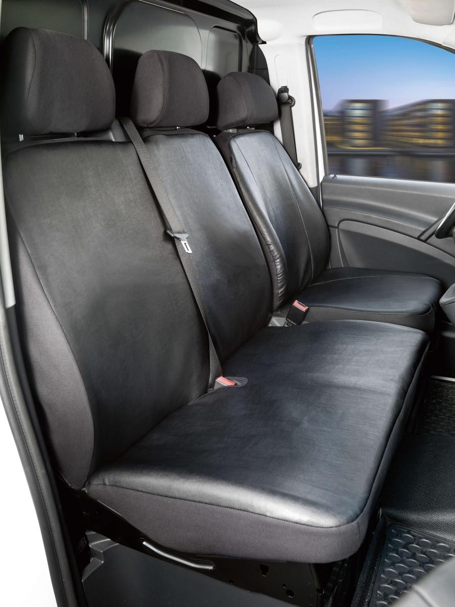 WALSER 11508 Auto seat covers MERCEDES-BENZ VITO Bus (W639) black, Leatherette, Polyester, Front