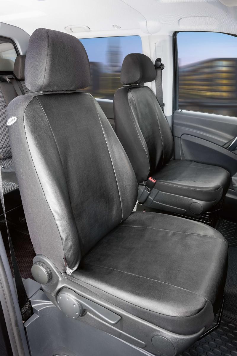 WALSER 11509 Auto seat covers MERCEDES-BENZ VITO Bus (W639) black, Leatherette, Polyester, Front