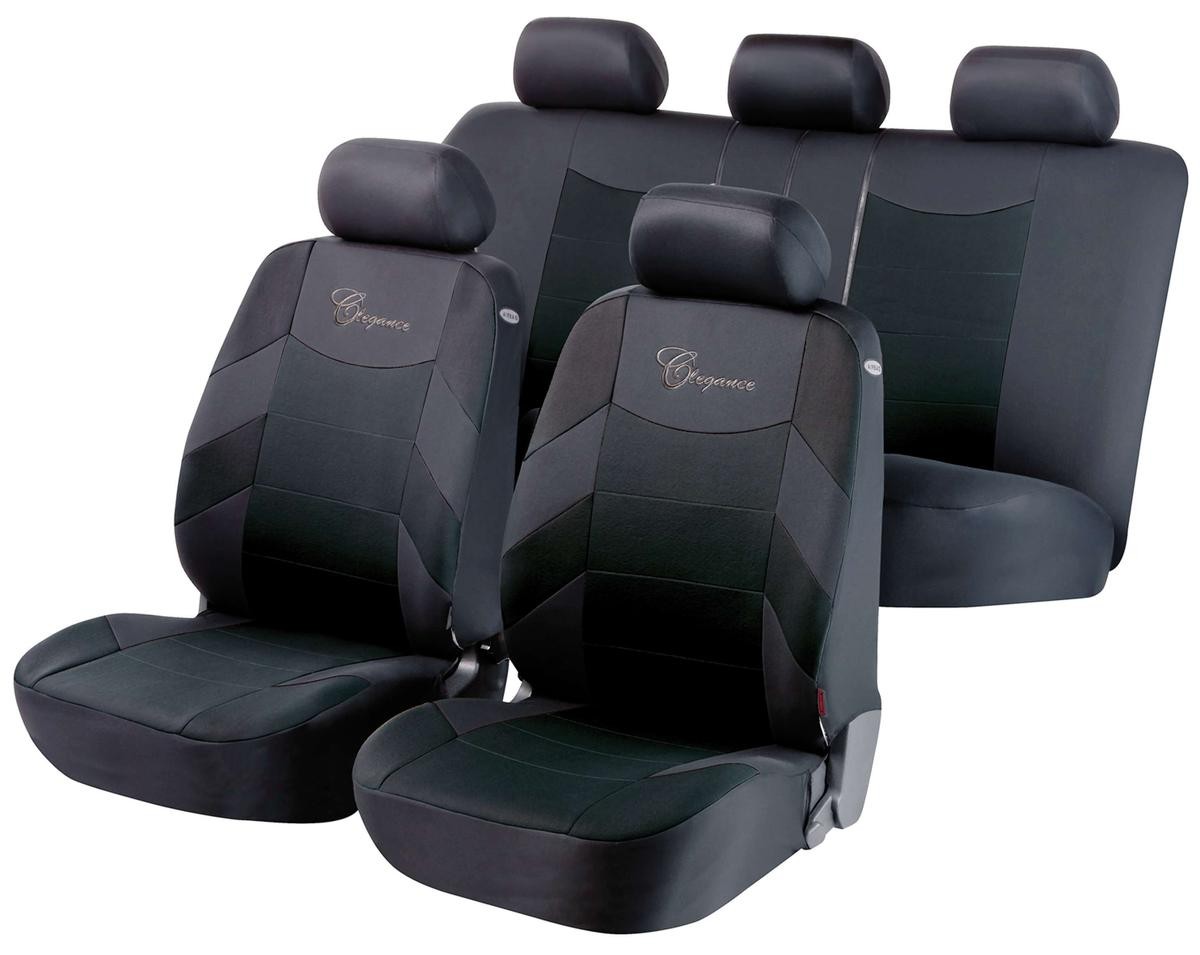 WALSER The Elegance black, Patterned, Polyester, Front and Rear Number of Parts: 11-part Seat cover 11776 buy