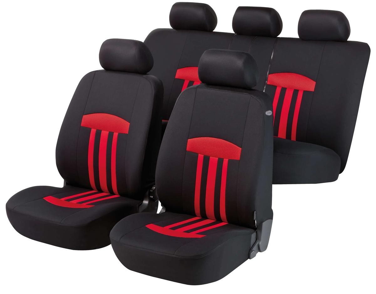 WALSER 11779 Auto seat covers VW Golf 5 (1K1) black, red, Polyester, Front and Rear