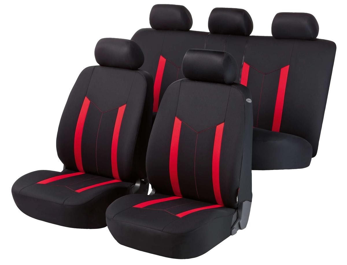 WALSER 11809 Auto seat covers AUDI A6 Avant (4G5, 4GD, C7) black, red, Polyester, Front and Rear