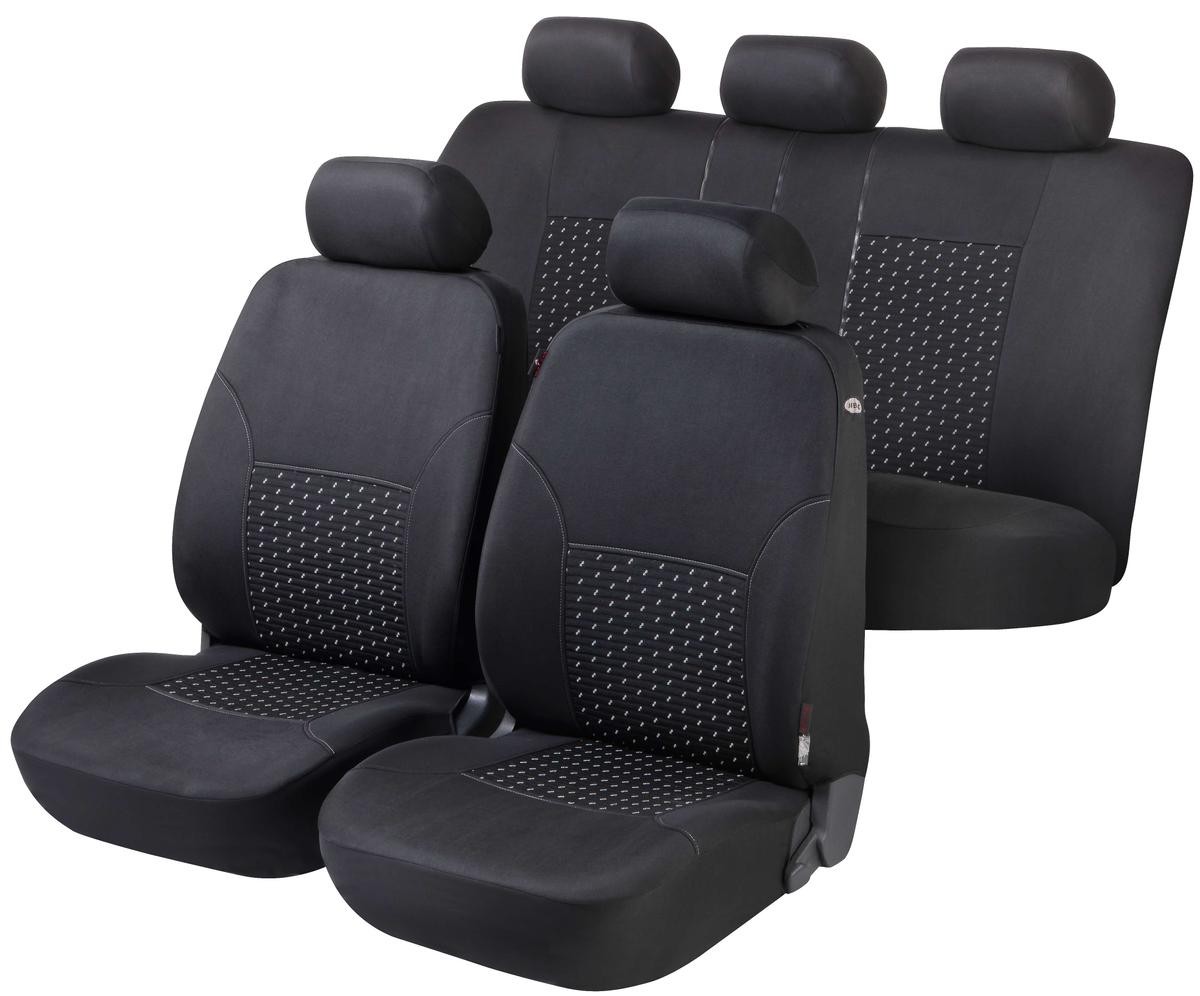 WALSER 11939 Auto seat covers AUDI A4 Saloon (8EC, B7) black/grey, Polyester, Front and Rear