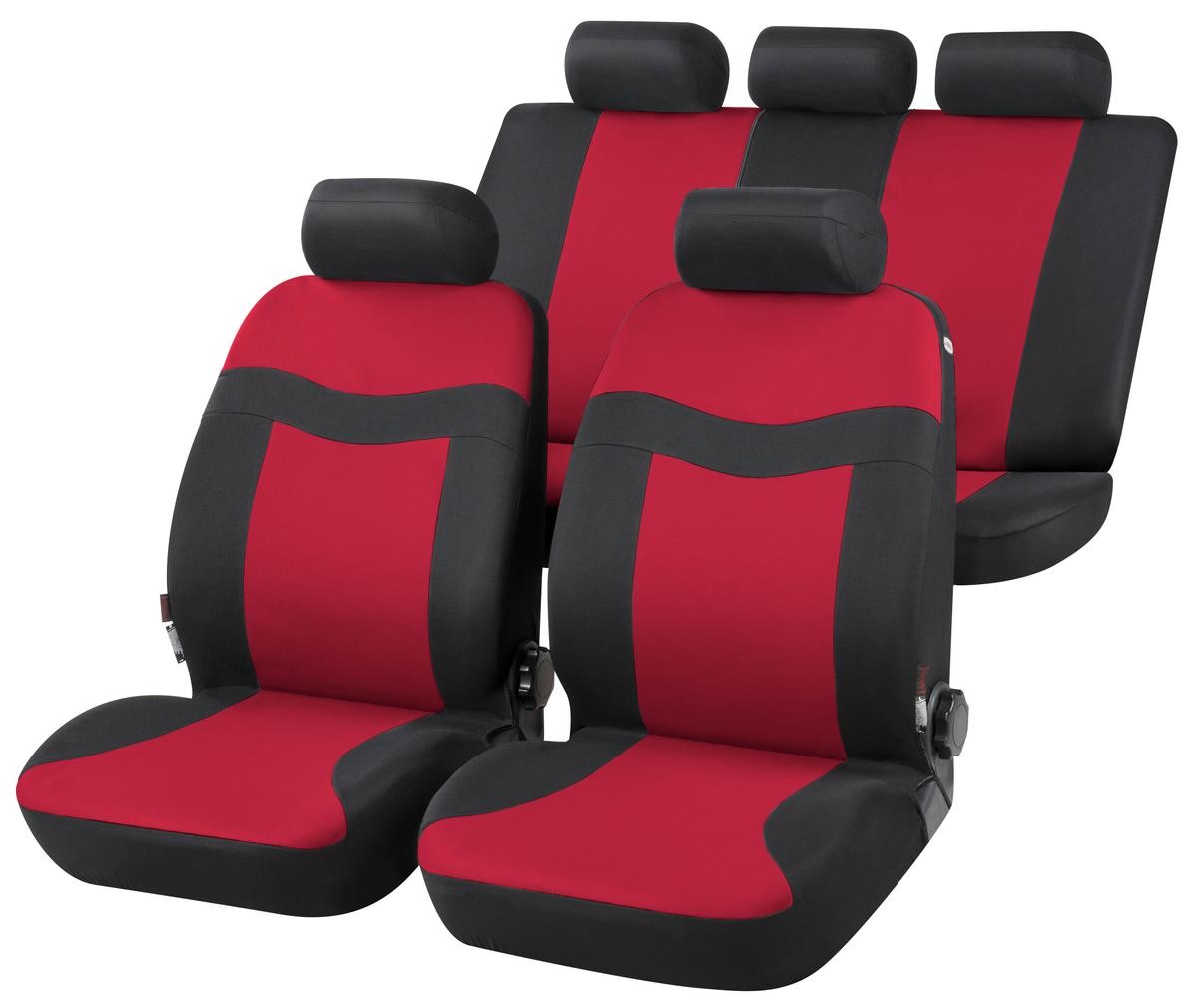 WALSER Rockford 13415 Car seat cover red, Polyester, Front and Rear