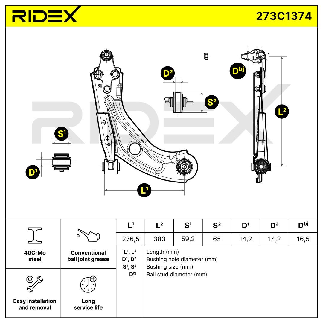 OEM-quality RIDEX 273C1374 Suspension control arm