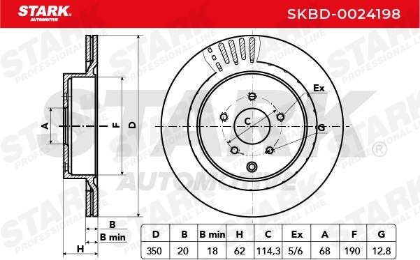 SKBD-0024198 Brake discs SKBD-0024198 STARK Rear Axle, 350,0x20,0mm, 5x114,3, Vented