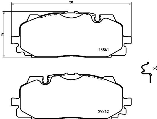 HELLA 8DB 355 021-641 Brake pad set prepared for wear indicator, with accessories