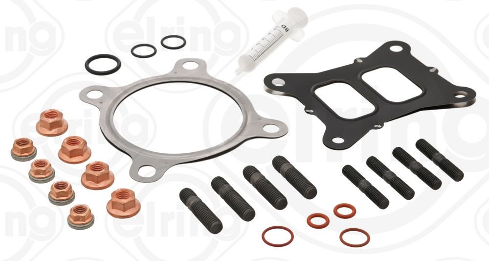 878.330 ELRING Mounting kit, charger PORSCHE with gaskets/seals, with bolts/screws