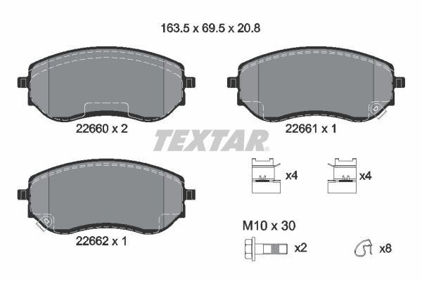 Mercedes-Benz X-Class Brakes parts - Brake pad set TEXTAR 2266001