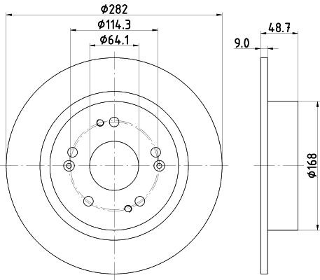 98200 3016 0 1 MINTEX 282x9mm, 05/09x114,3, solid, Coated Ø: 282mm, Brake Disc Thickness: 9mm Brake rotor MDC2860C buy