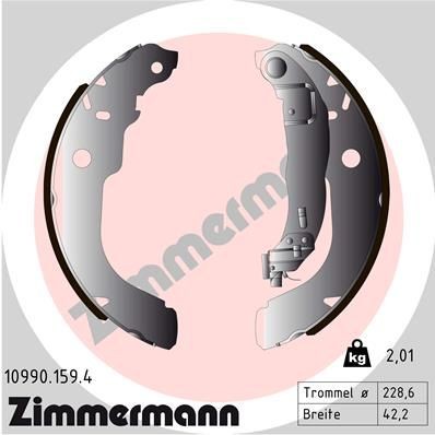 Original ZIMMERMANN Drum brake pads 10990.159.4 for PEUGEOT 207
