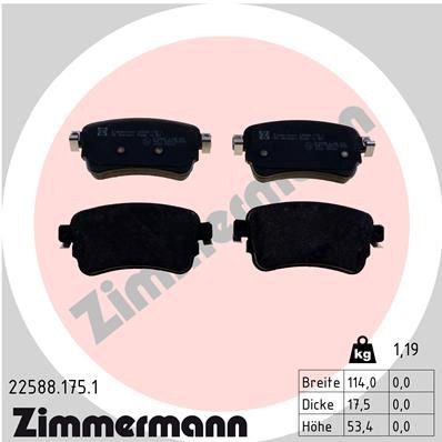 ZIMMERMANN 22588.175.1 Brake pad set with acoustic wear warning, Photo corresponds to scope of supply