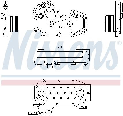 91141 Engine oil cooler 91141 NISSENS without oil filter housing