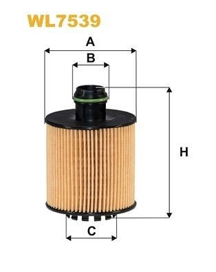 WIX FILTERS Filter Insert Inner Diameter 2: 26, 38mm, Ø: 66mm, Height: 96,5mm Oil filters WL7539 buy