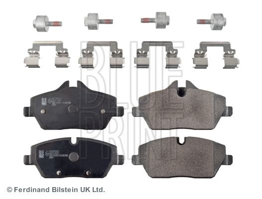 BLUE PRINT ADB114241 Brake pad set Front Axle, prepared for wear indicator, with fastening material