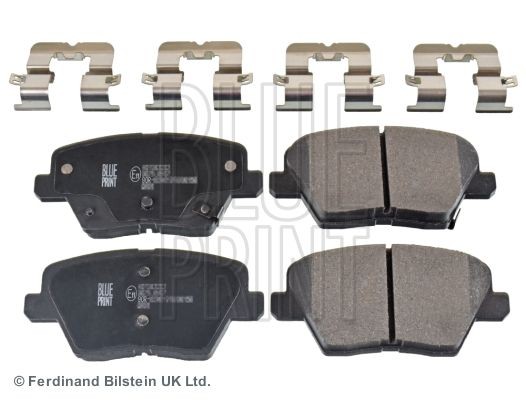 BLUE PRINT ADG042184 Brake pad set Rear Axle, with acoustic wear warning, with anti-squeak plate, with fastening material