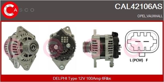 CASCO CAL42106AS Alternator 12V, 100A, M8, CPA0373, Ø 60 mm