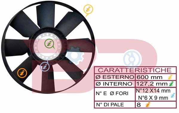 BOTTO RICAMBI BRAC9737 Fan Wheel, engine cooling 5 0402 9737