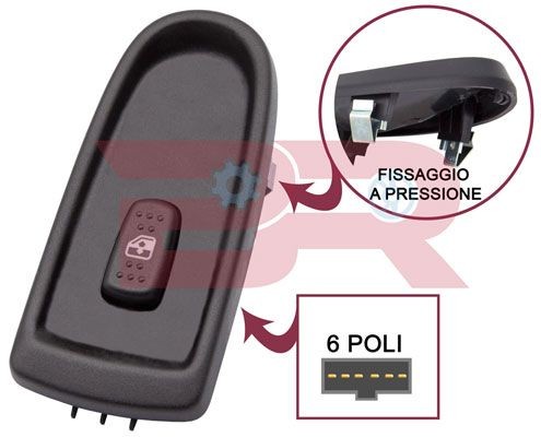BOTTO RICAMBI Passenger Side Number of connectors: 6 Switch, window regulator BREL0479 buy